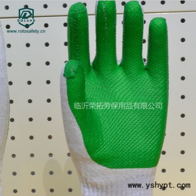 DOLANGA-0001胶片手套乳胶浸胶绿色挂胶耐磨防滑加厚防护劳保手套临沂劳保手套