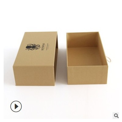 厂家定制牛皮纸盒 方形带拉手抽屉盒包装礼品盒定制logo批发