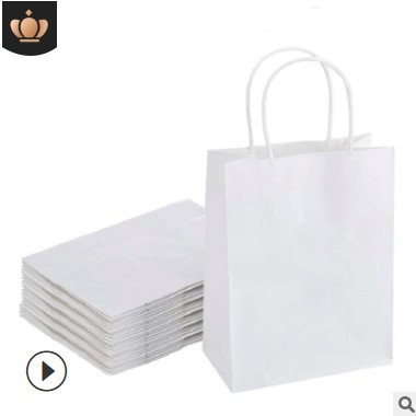 现货广告购物服装手提袋外卖打包礼品袋logo白色加厚牛皮纸袋