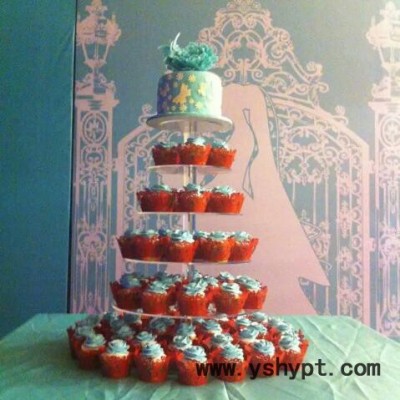 万特普-6层圆形亚克力纸杯蛋糕架  有机玻璃派对蛋糕架、婚礼蛋糕架有机玻璃纸杯蛋糕 可定制