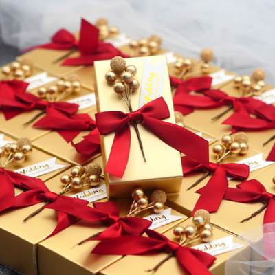 创意喜糖盒金色纸盒金豆方盒欧式婚礼伴手礼包装礼盒结婚糖盒批发