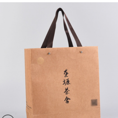 牛皮纸外卖打包袋购物礼品手提纸袋包装袋礼品纸袋制定广告logo